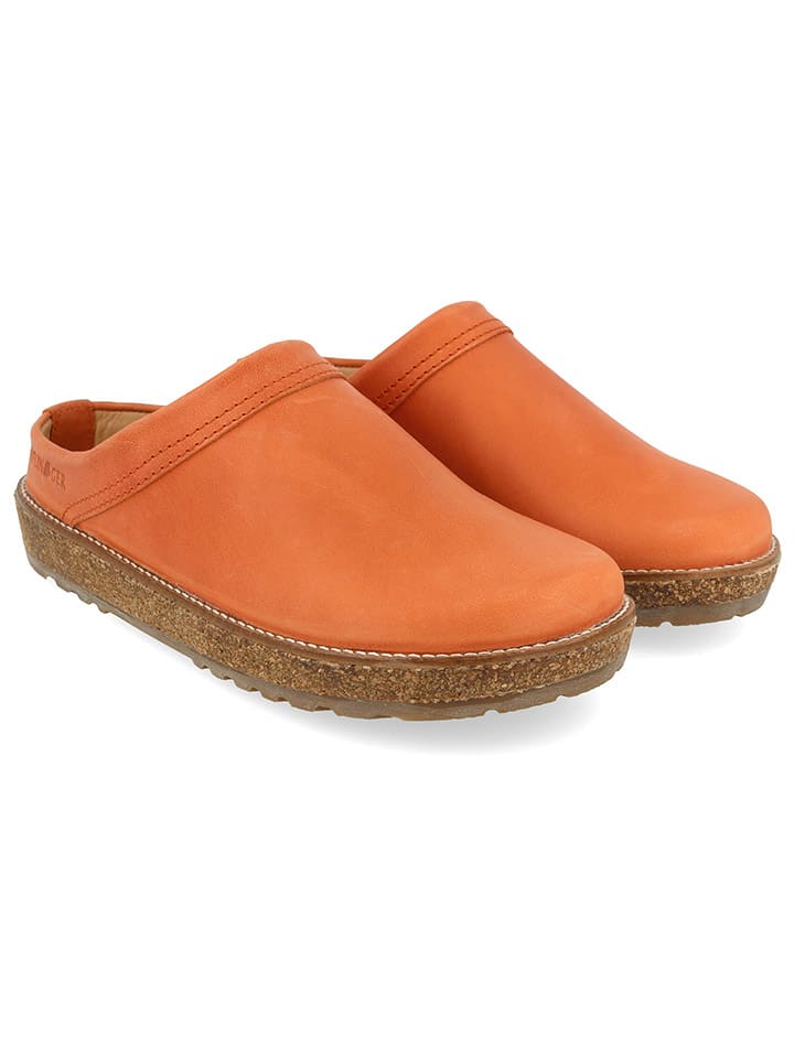 HAFLINGER Leder-Clogs in Orange günstig kaufen