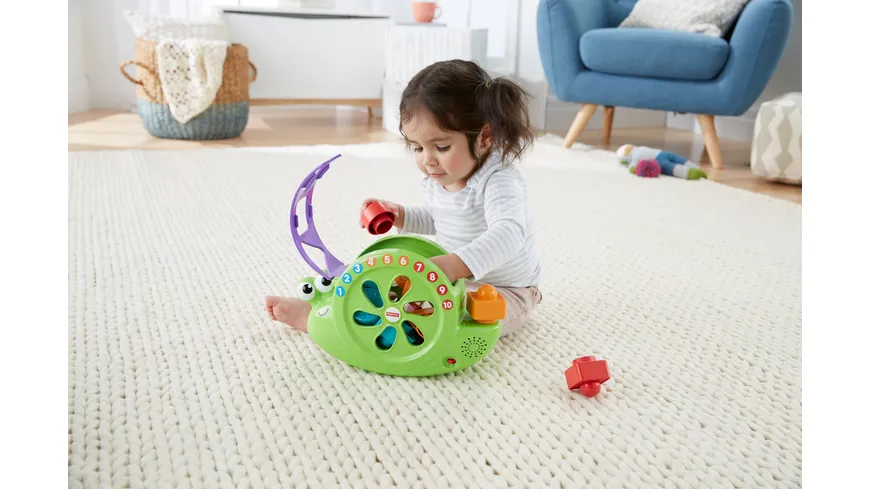 Fisher-Price Babys Musik Schnecke, Steckspielzeug, Stapelspiel, Lernspielzeug