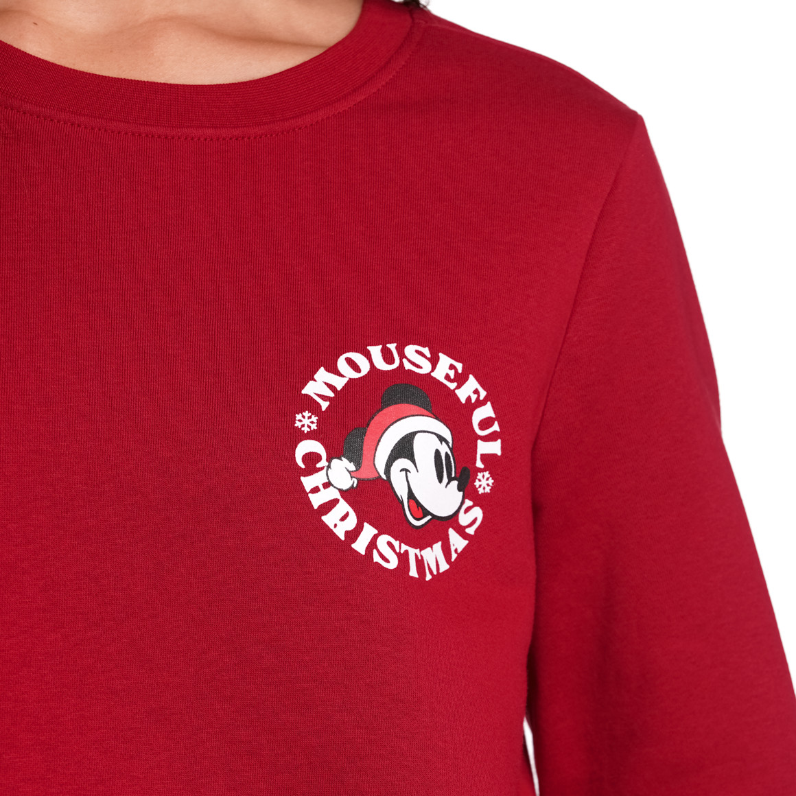 Micky Maus Weihnachtssweatshirt mit Print dunkelrot