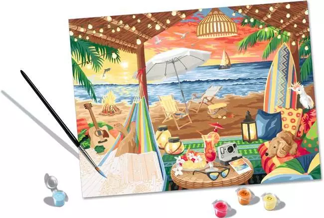 CreArt Gemütliche Strandhütte - Malen nach Zahlen für Erwachsene
