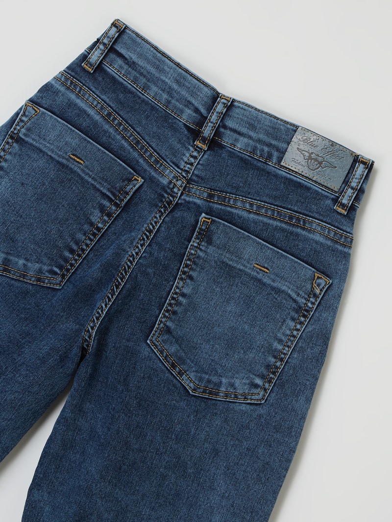 Cropped Balloon Fit Jeans mit Stretch-Anteil in blau