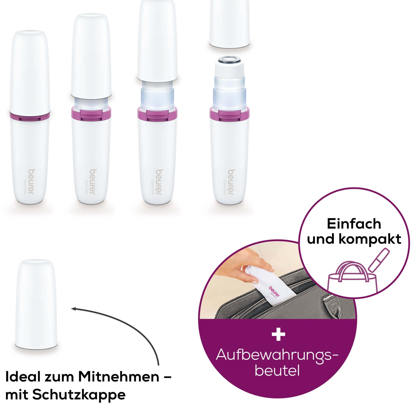 Beurer HL 16 Gesichtsrasierer-Kompakter batteriebetriebener Gesichtshaarentferner & Augenbrauenformer