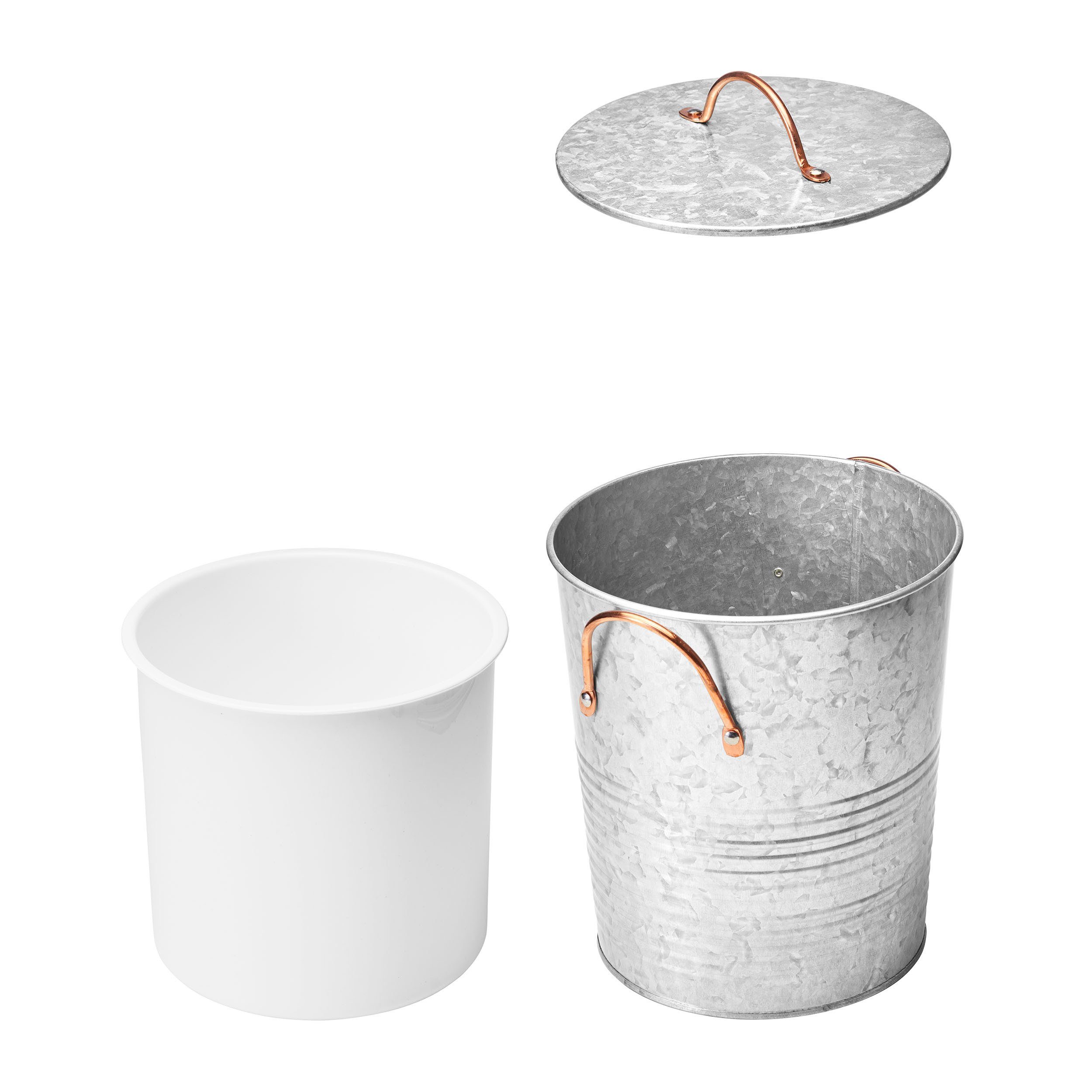Amare home Eiseimer Dekoration Zinkkübel mit Deckel und Griffen