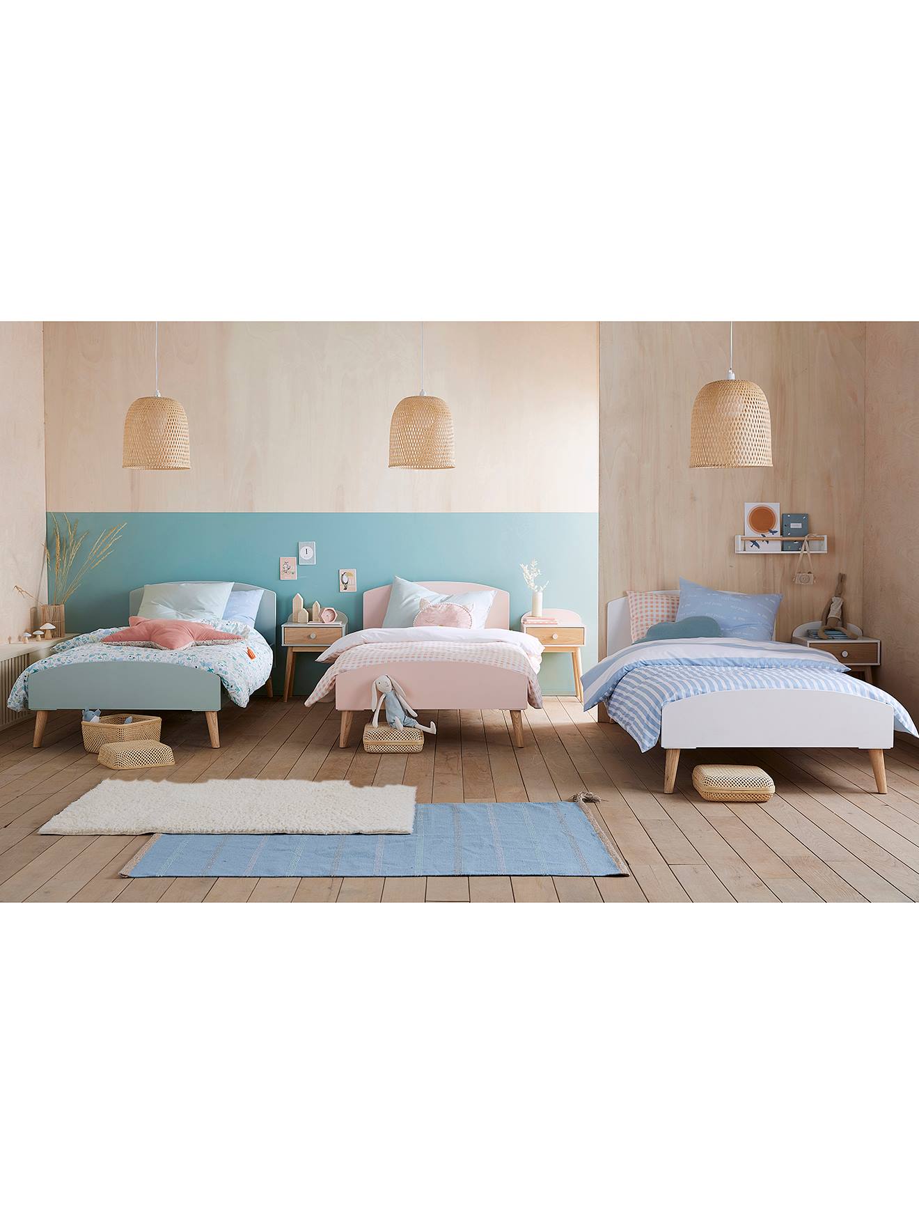 Vertbaudet Mitwachsendes Kinderbett KONFETTI - weiß/natur