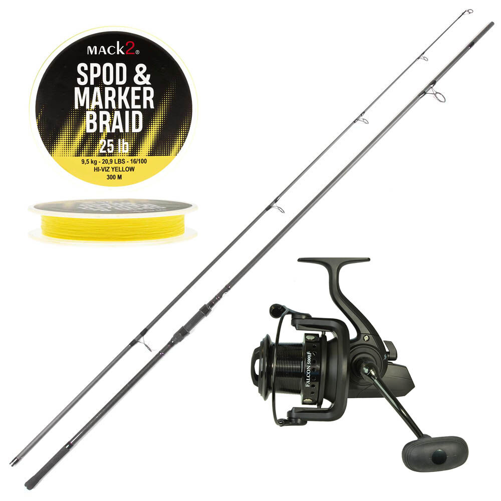 Yhdistelmä Slayer Spod 12' 5lbs + Falcon 5000 + punottu siima