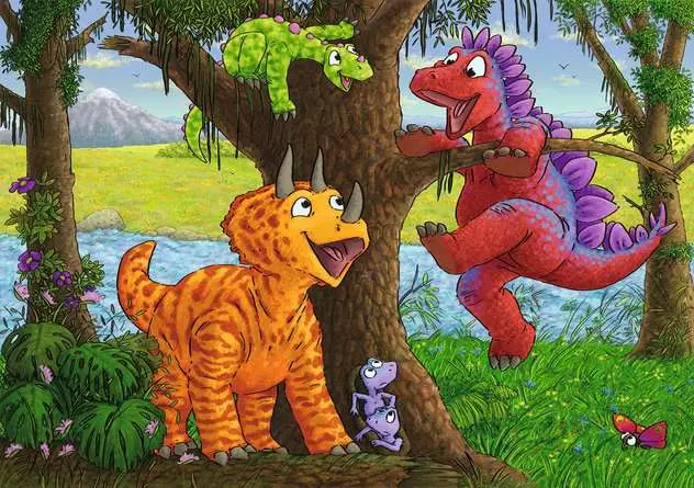 Kinderpuzzle ab 4 Jahren - Spielende Dinos - 24 Teile