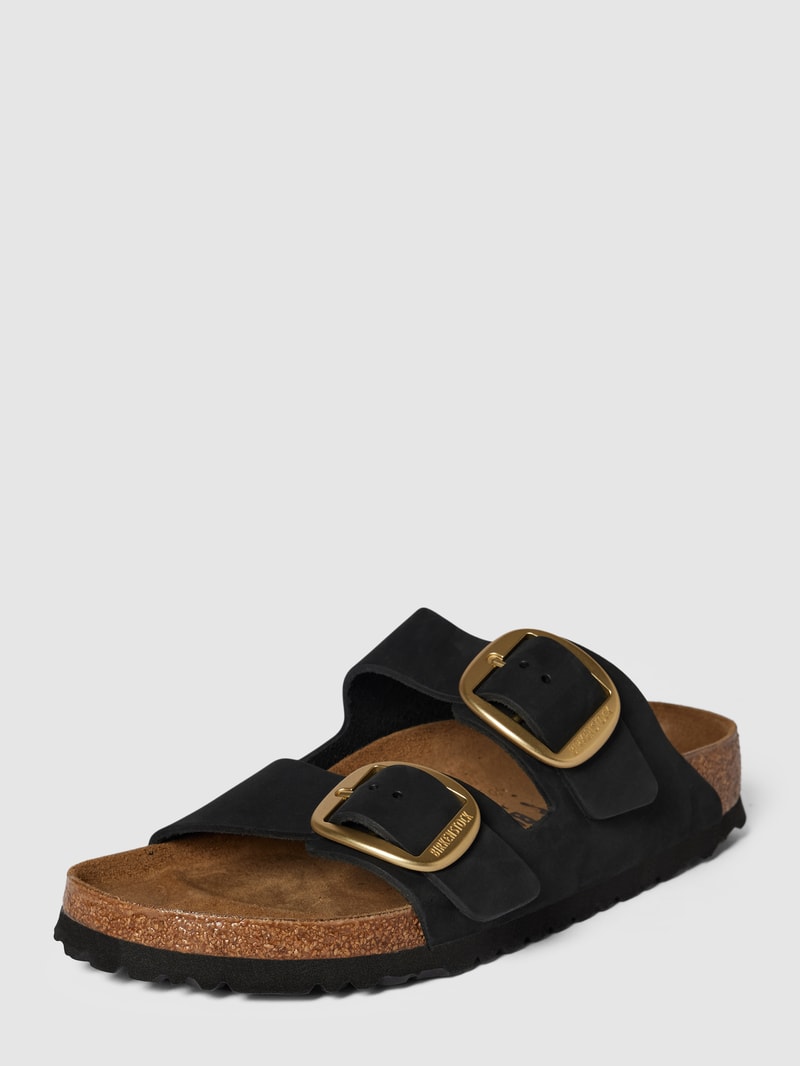 Slides mit Dornschließe in metallic Modell 'Arizona' in schwarz