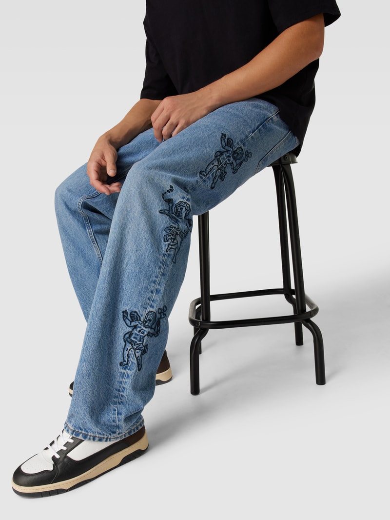 Jeans mit Motiv-Stitching Modell 'ANGEL' in blau