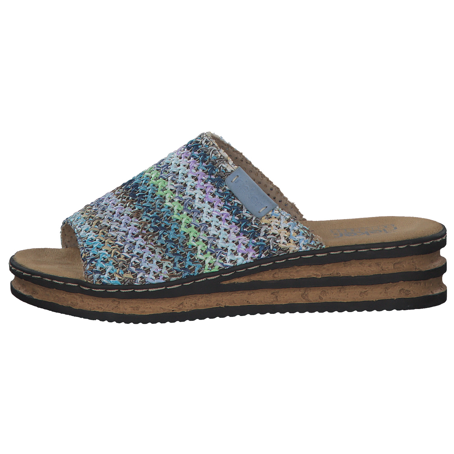 Rieker 62968, Plateau-Pantoletten, Damen, blau-multi/aqua