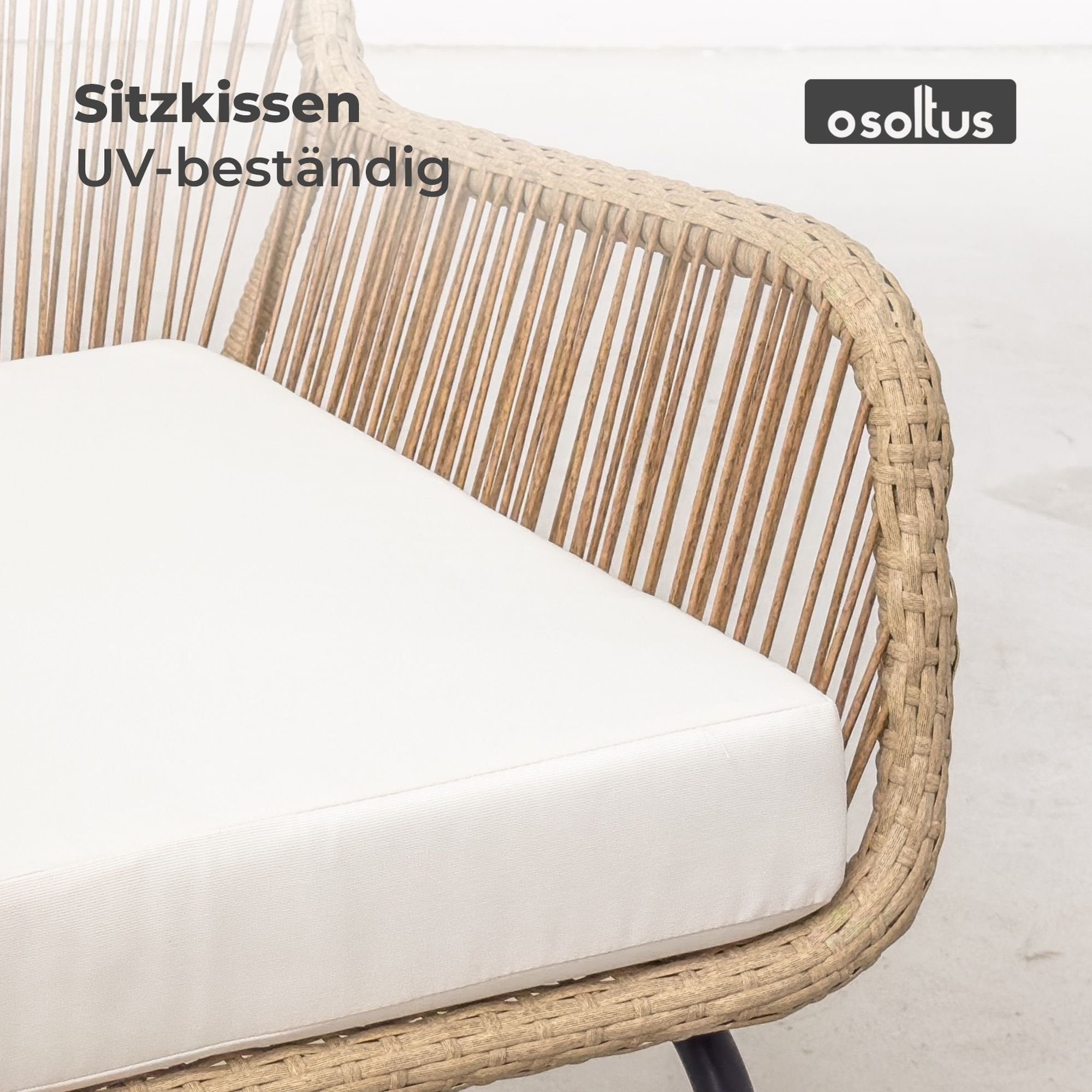 osoltus Gartenlounge-Set osoltus Lounge Set 2 Sessel mit Tisch und Kissen im Rattan Look
