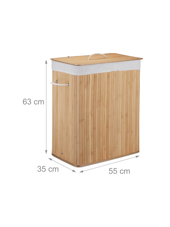 relaxdays Wäschekorb Natur - (B)55 x (H)63 x (T)35 cm günstig kaufen onesize