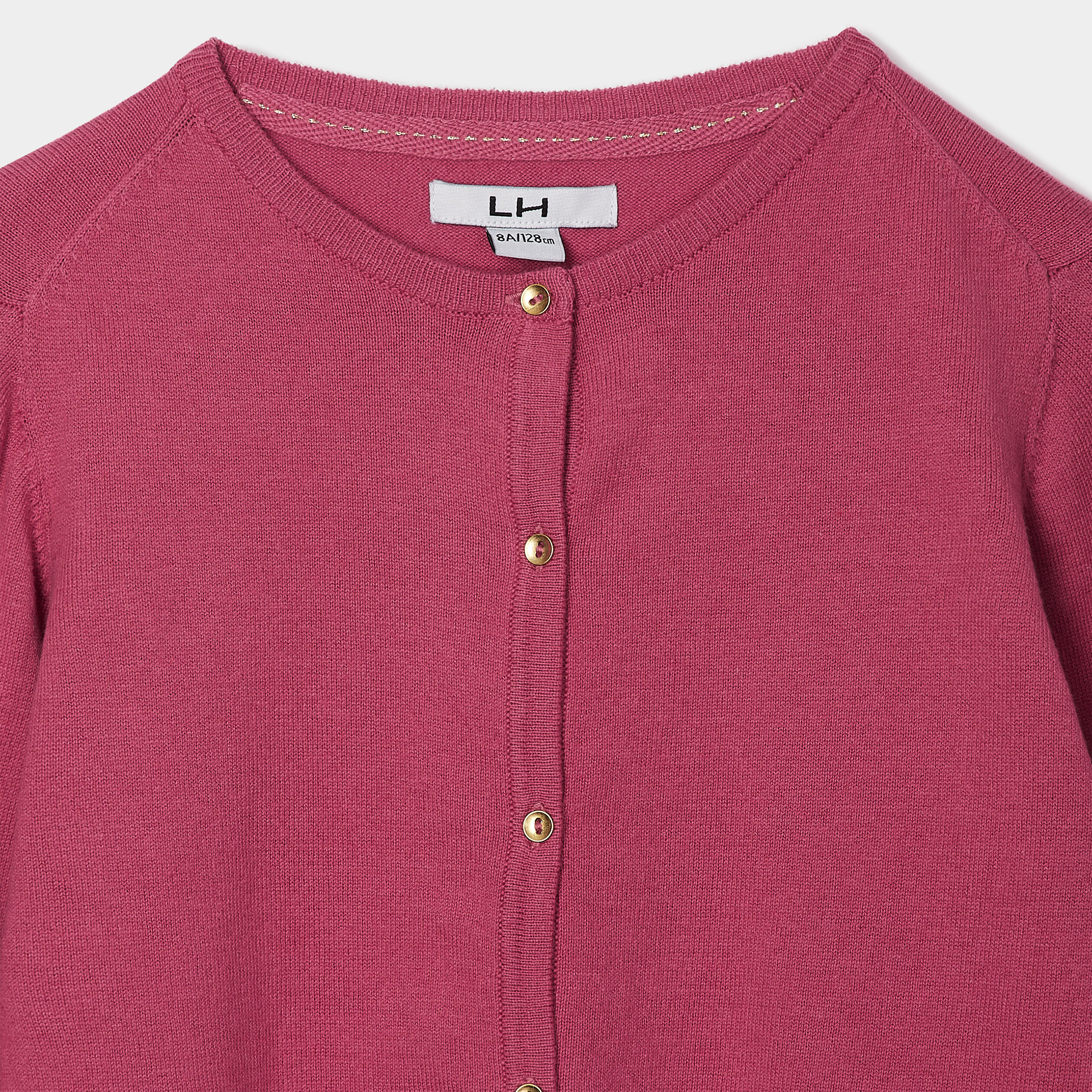 Gilet boutonné rose fille | La Halle