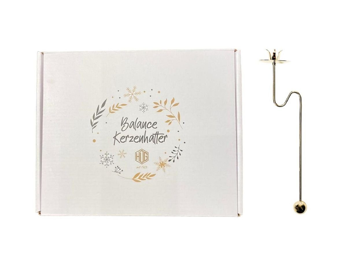hdg Christbaumschmuck Baumkerzenhalter Balancehalter gold glänzend für Weihnachtsbaum, Pendelhalter 6 Stück im Schmuckkarton