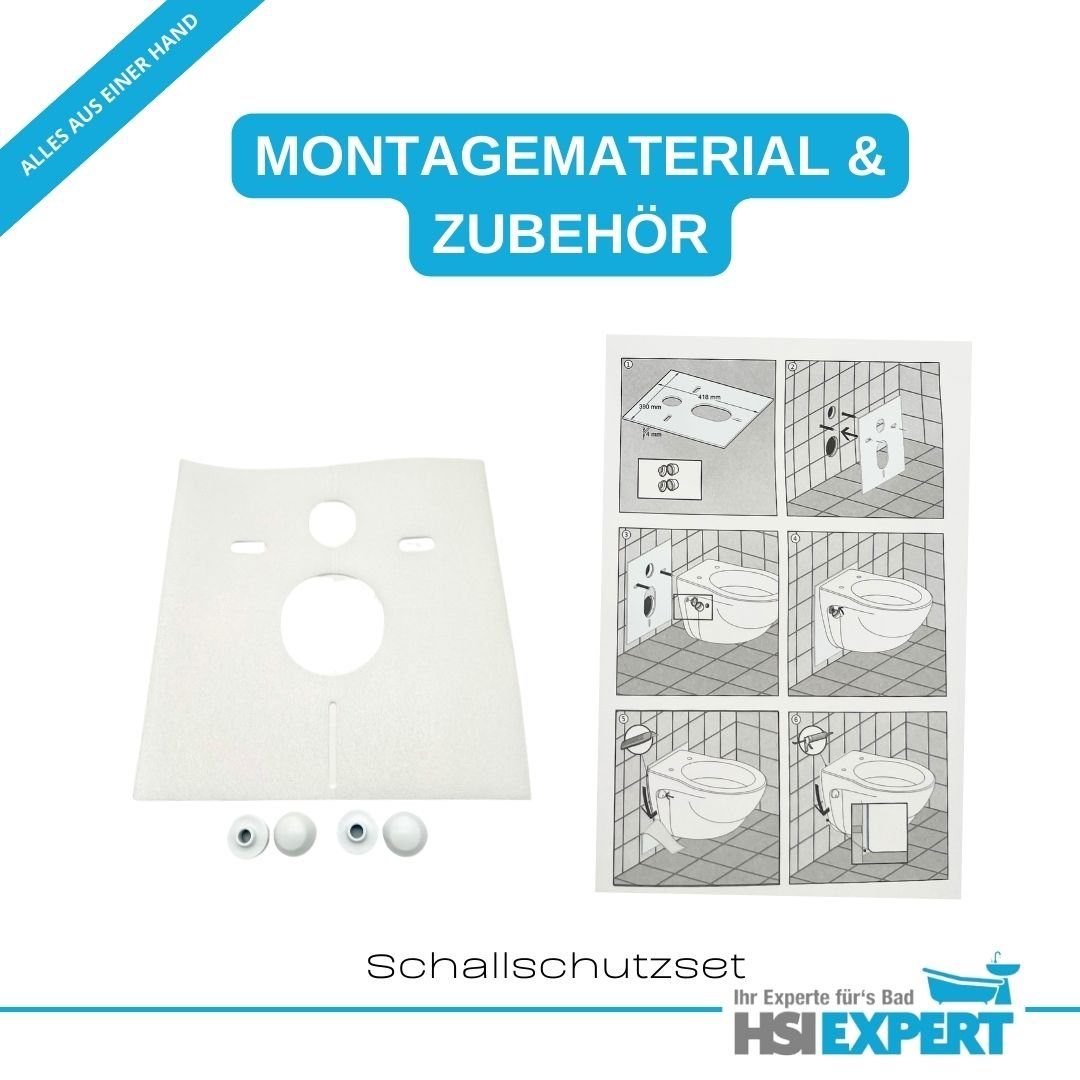 GEBERIT Vorwandelement WC Geberit Vorwandelement + Ference WC + Drückerplatte + WC-Sitz, Komplettset, Mit LotusClean Beschichtung