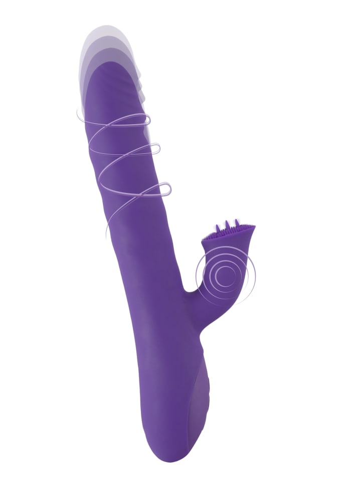 Sweet Smile Stoßvibrator mit Klitorisreizer Thrusting & Rotating Pearl Vibrator in lila günstig kaufen 24 cm