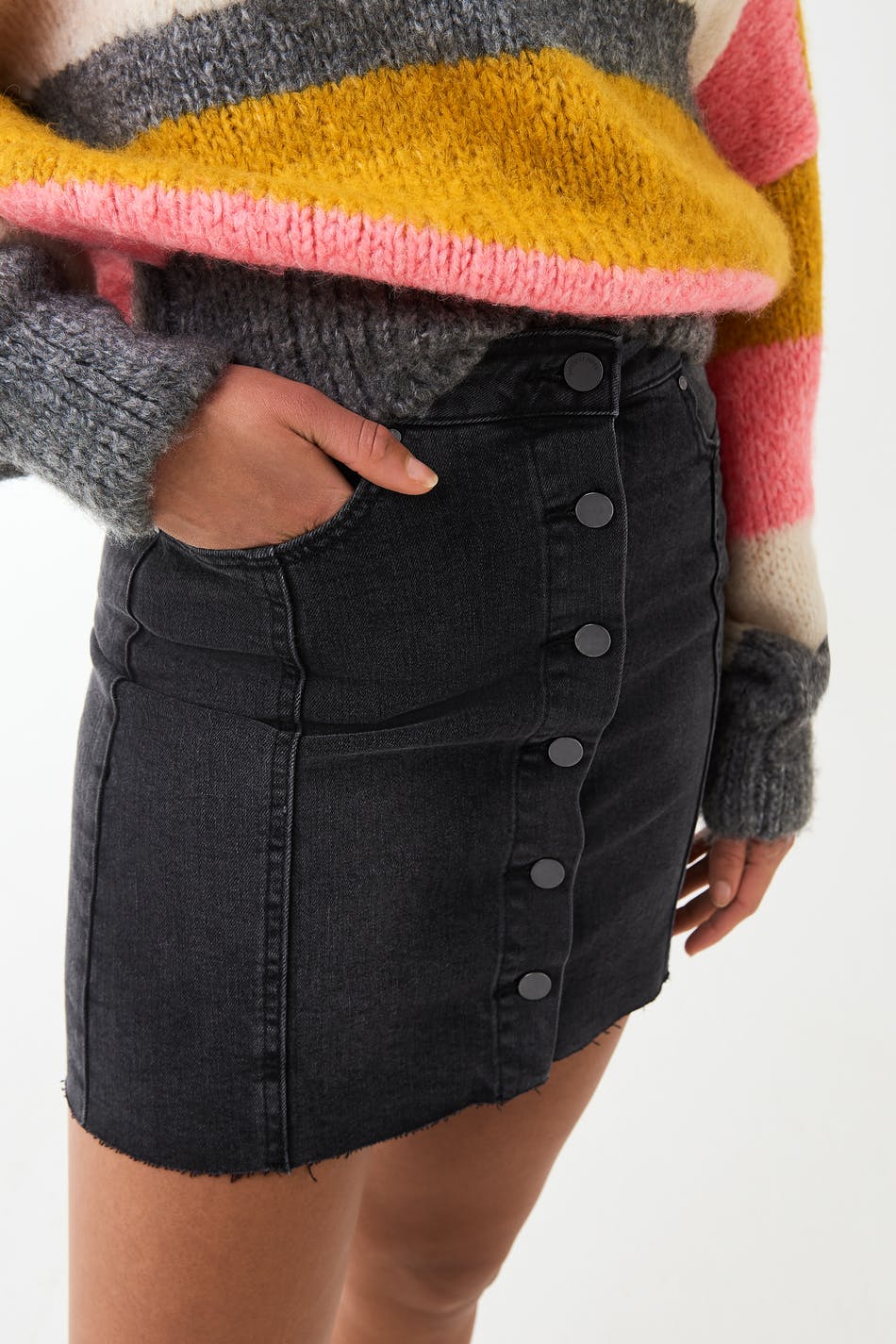 Button up denim skirt