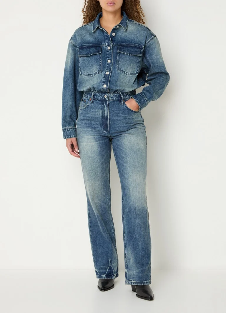 Denham Nayoko straight fit denim jumpsuit with chest pockets