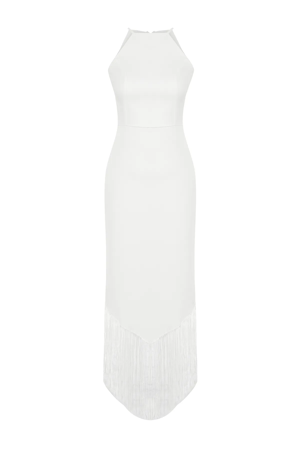 Trendyol Collection  Weißes, gewebtes Brautkleid mit Quasten TPRSS24EL00101