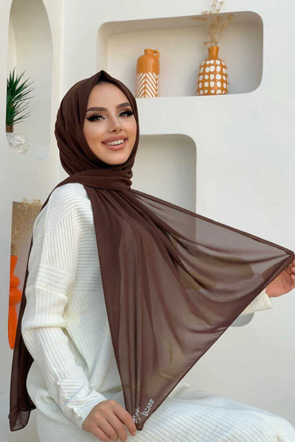 Bym Fashion  Chiffon-Schal Braun