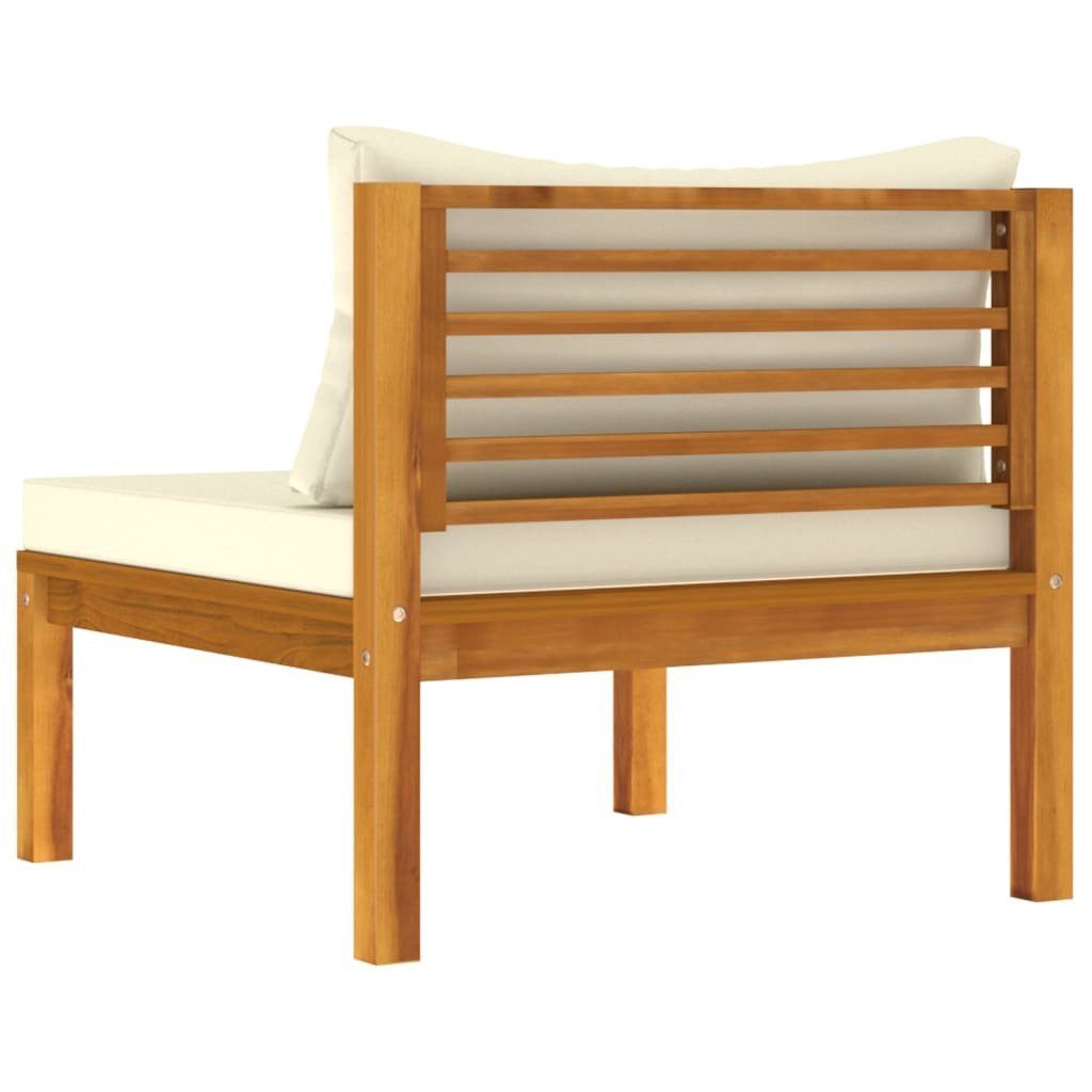 vidaXL Loungesofa 2-tlg. Sofagarnitur mit Cremeweißen Kissen Massivholz Akazie, 1 Teile