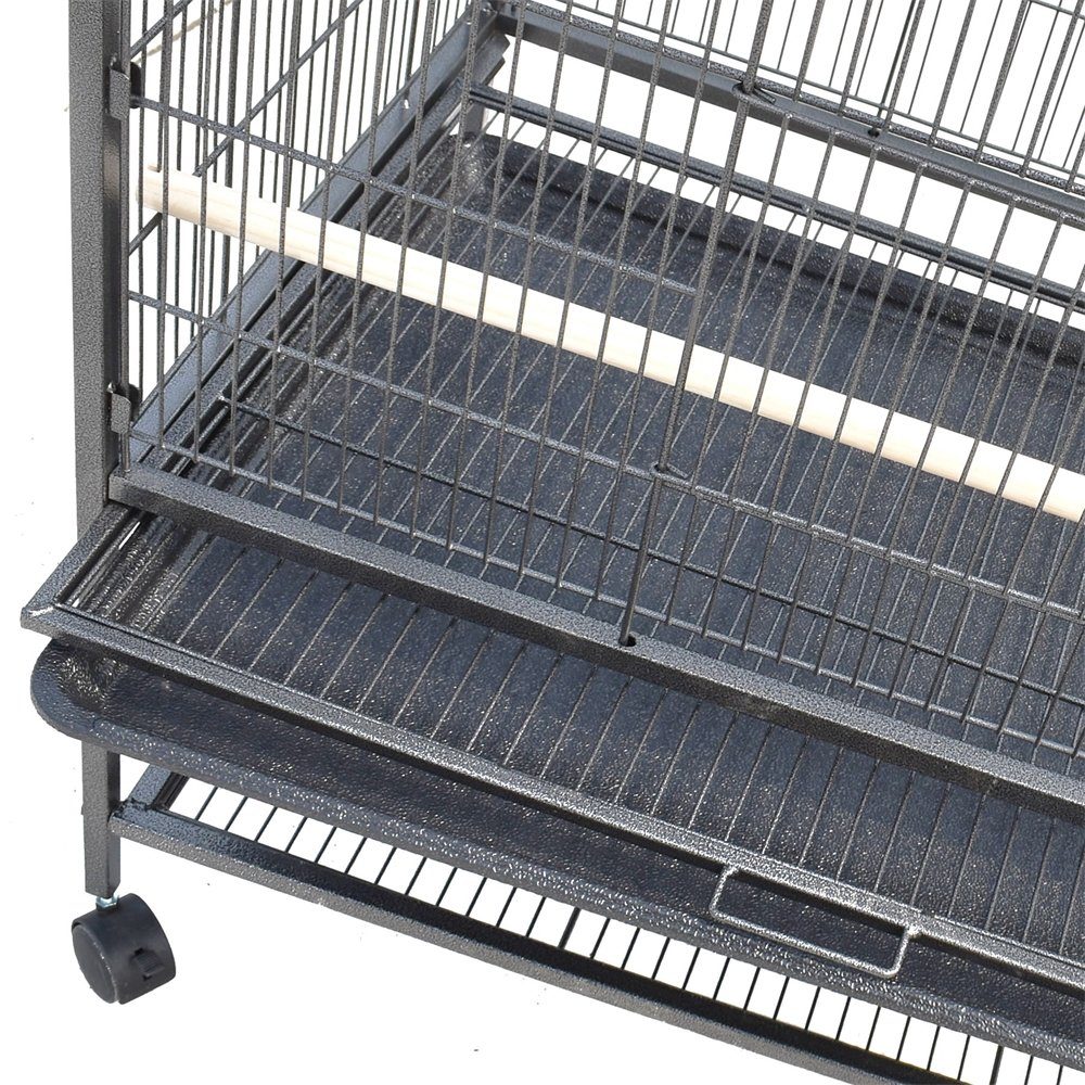Melko Voliere Vogelvoliere Vogelkäfig Vogelhaus Tierkäfig Zimmervoliere Vogelheim, mit Sitzstangen, Futternapf, Vogeltränke und Schmutzwanneneinsatz