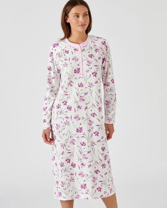 Chemise de nuit avec chauffe-épaules maille jersey Thermolactyl