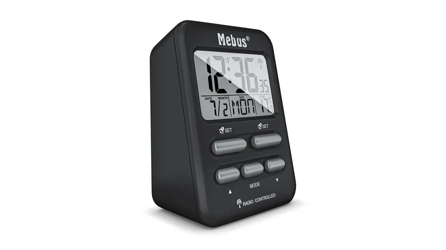 Mebus Funkwecker digital Schwarz