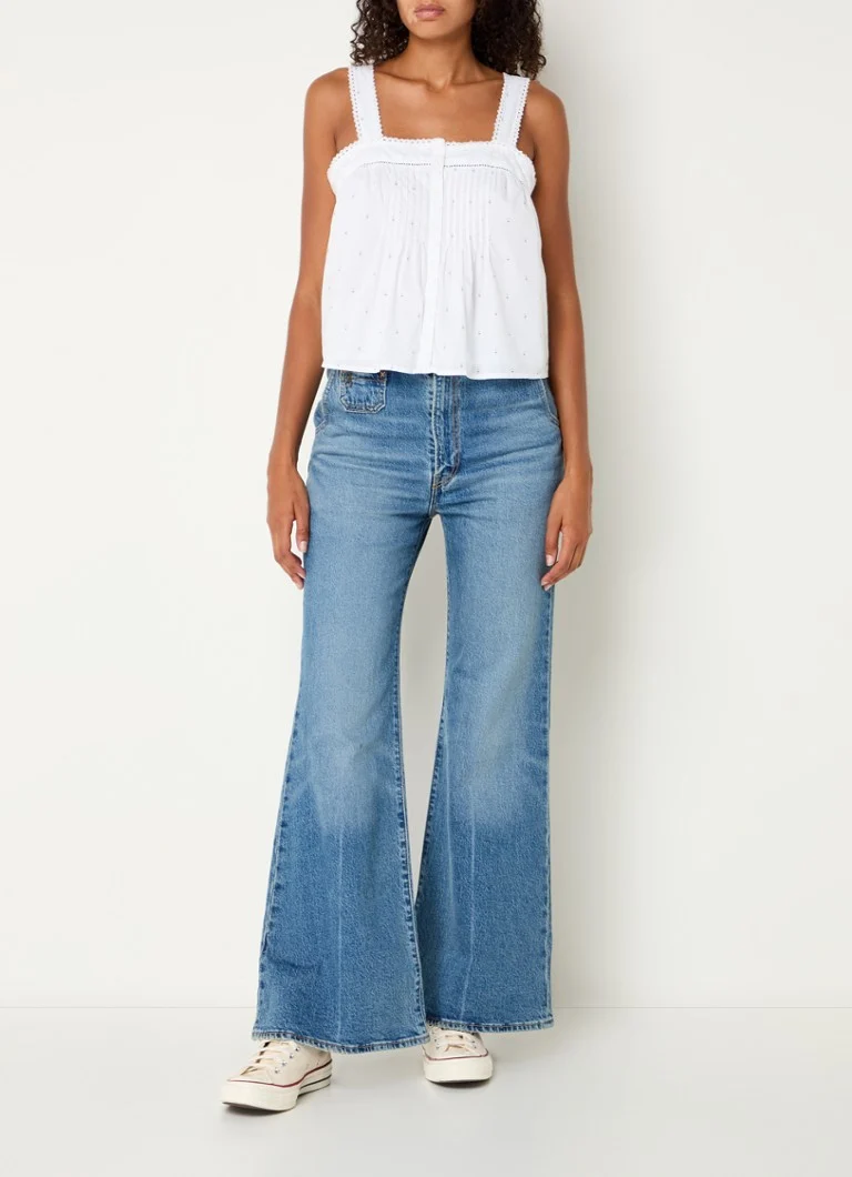 Blugi Levi's Ribcage cu talie înaltă, evazați, ușori