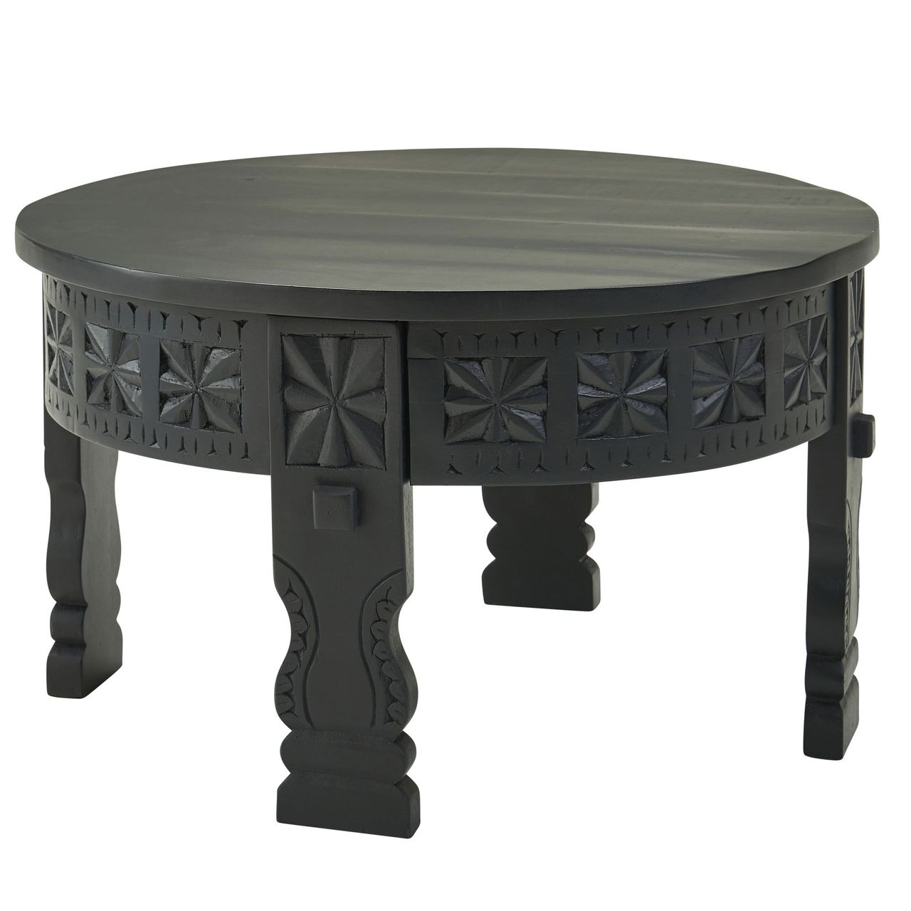 Wohnling Couchtisch 60 cm Wohnzimmertisch Massivholz Schwarz