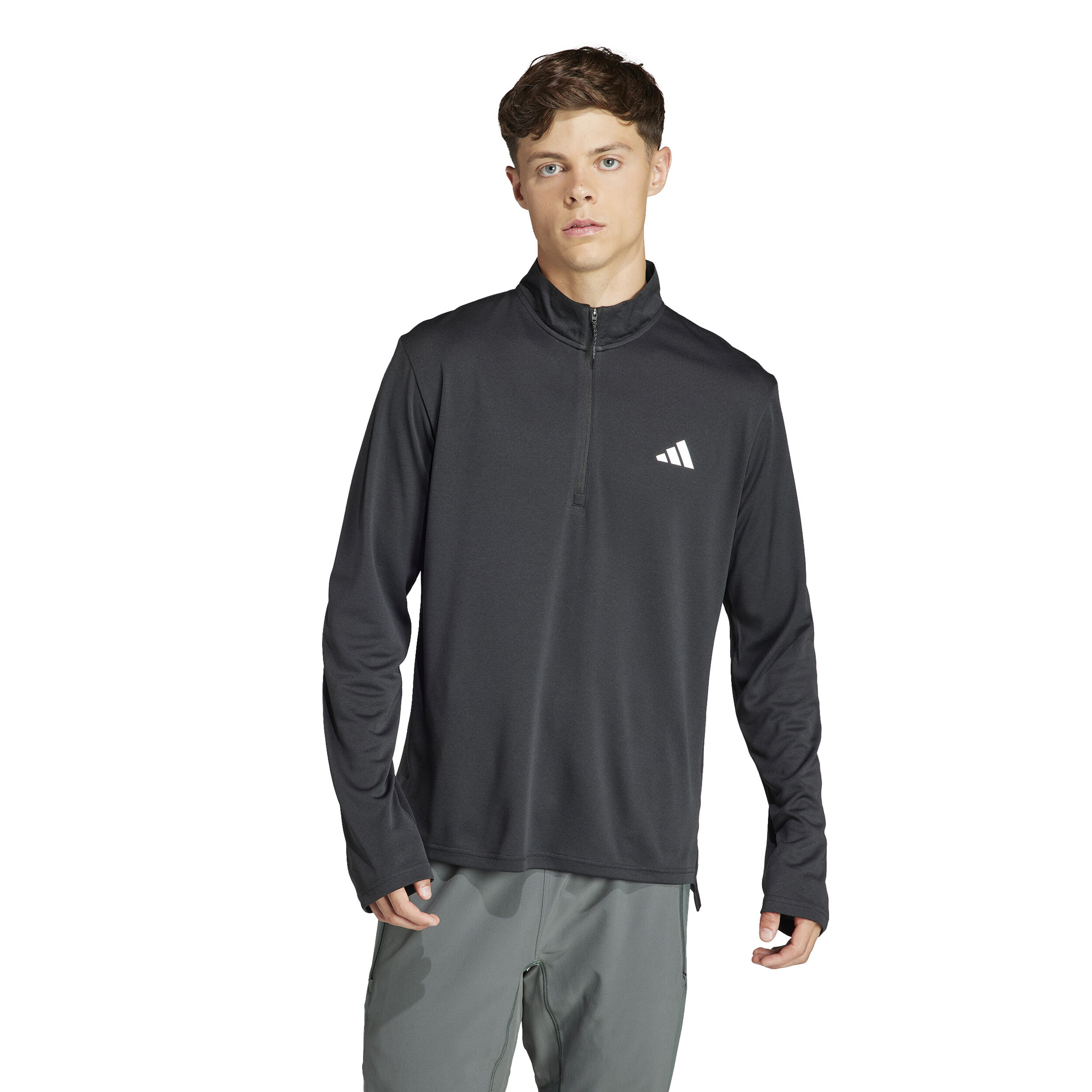 Essentials 1/4 Zip Longsleeve Herren - Schwarz