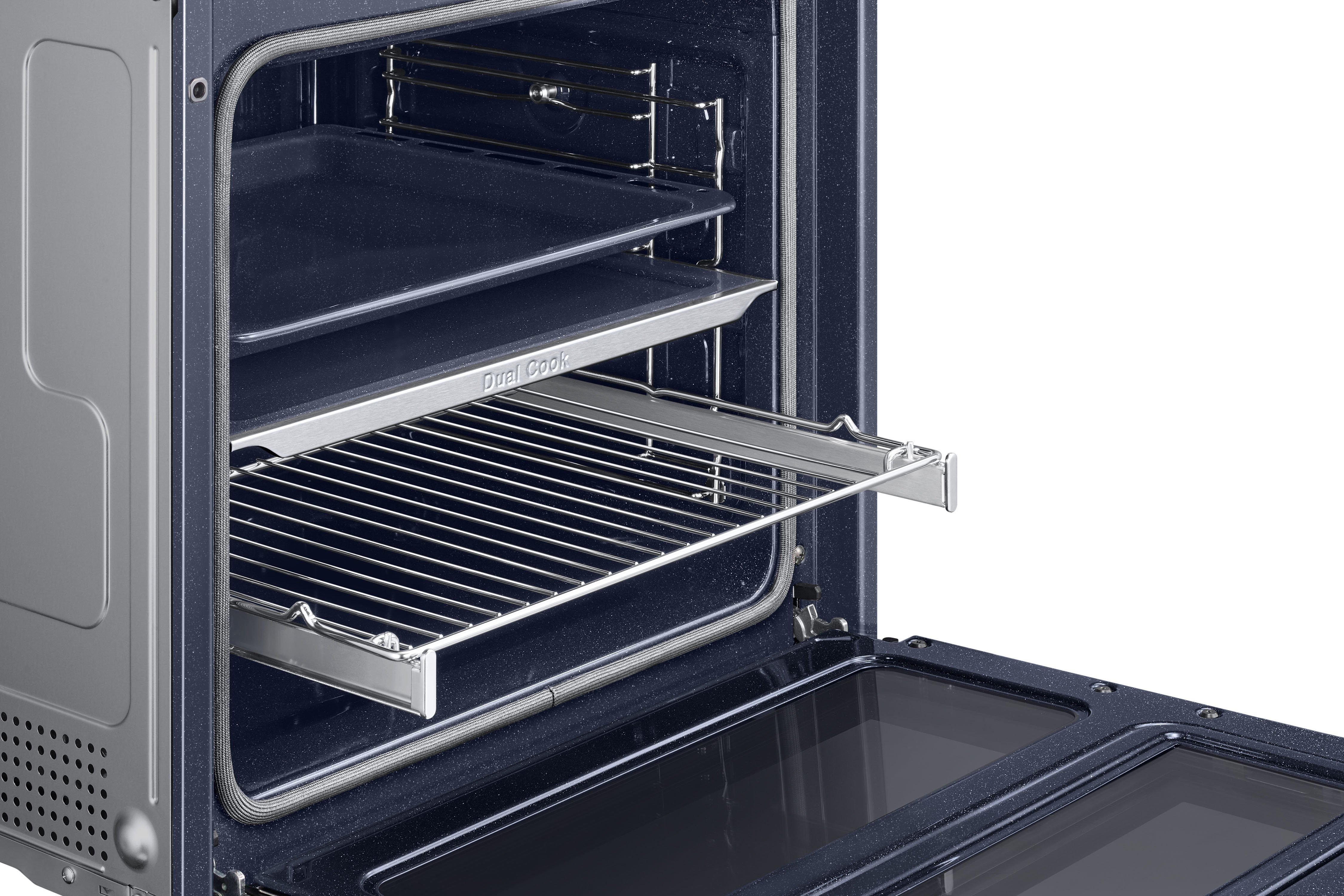Samsung Pyrolyse Backofen NV7B4530ZAS, Pyrolyse-Selbstreinigung, Dual Cook Flex – Ein Ofen. Zwei Garräume. Maximale Flexibilität.