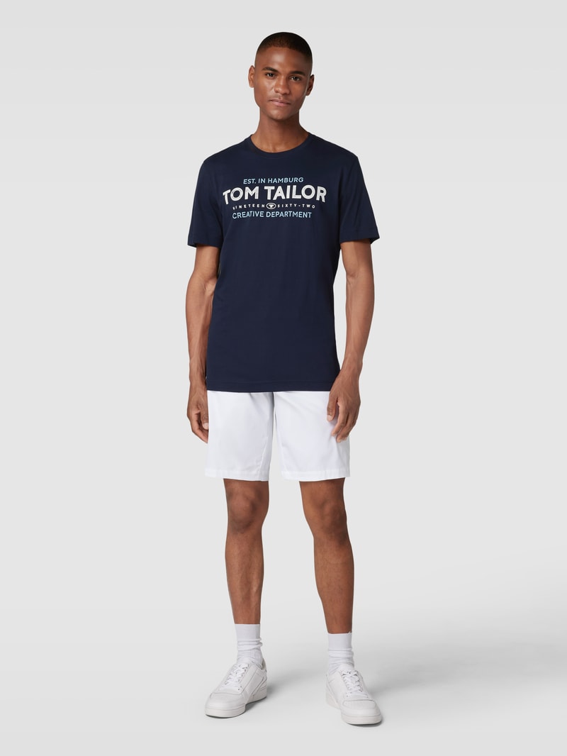 T-Shirt mit Label-Print in marineblau