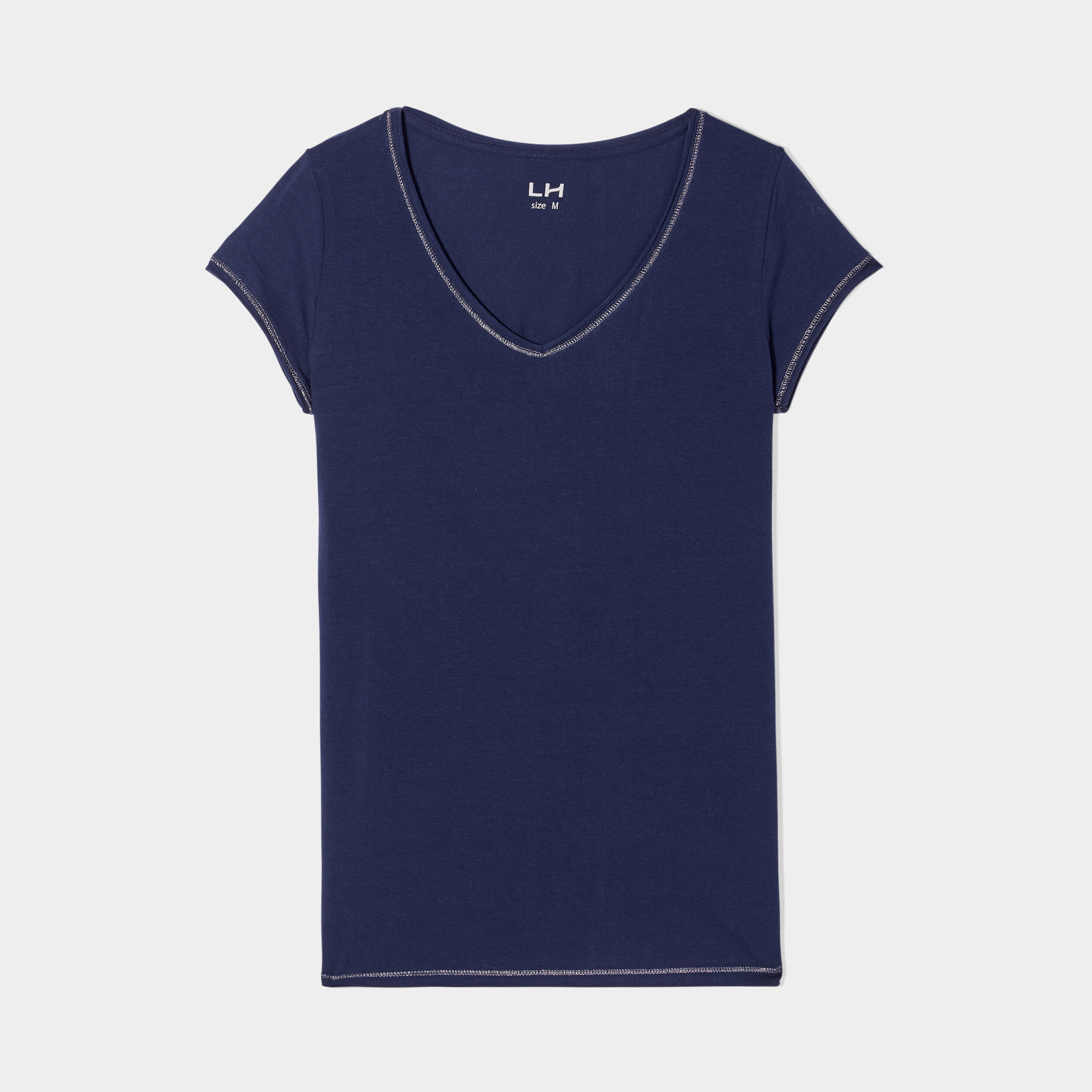 T-shirt manches courtes ajusté bleu marine femme | La Halle