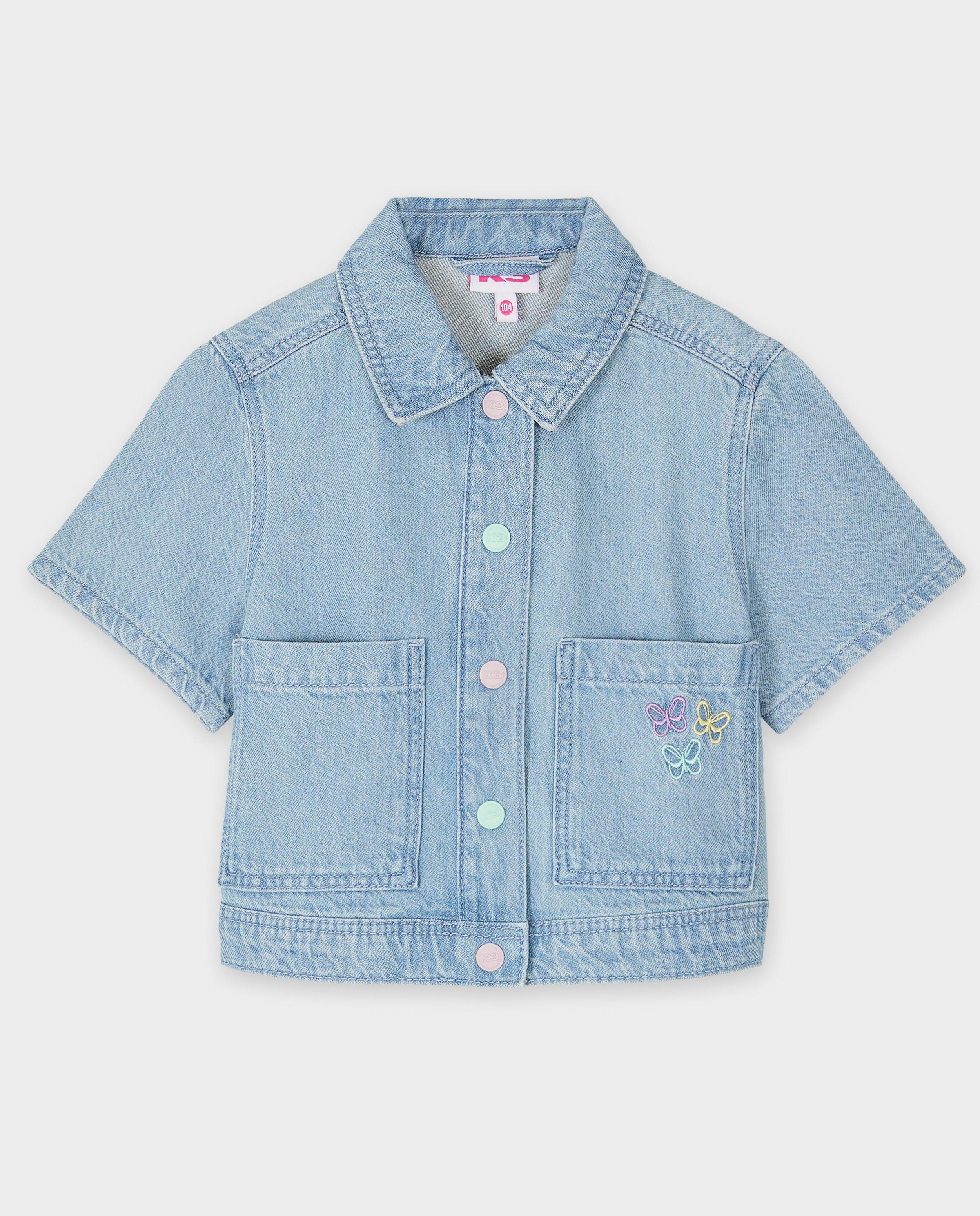 Cămașă din denim K3 cu fluturi brodați, 98-140 albastru