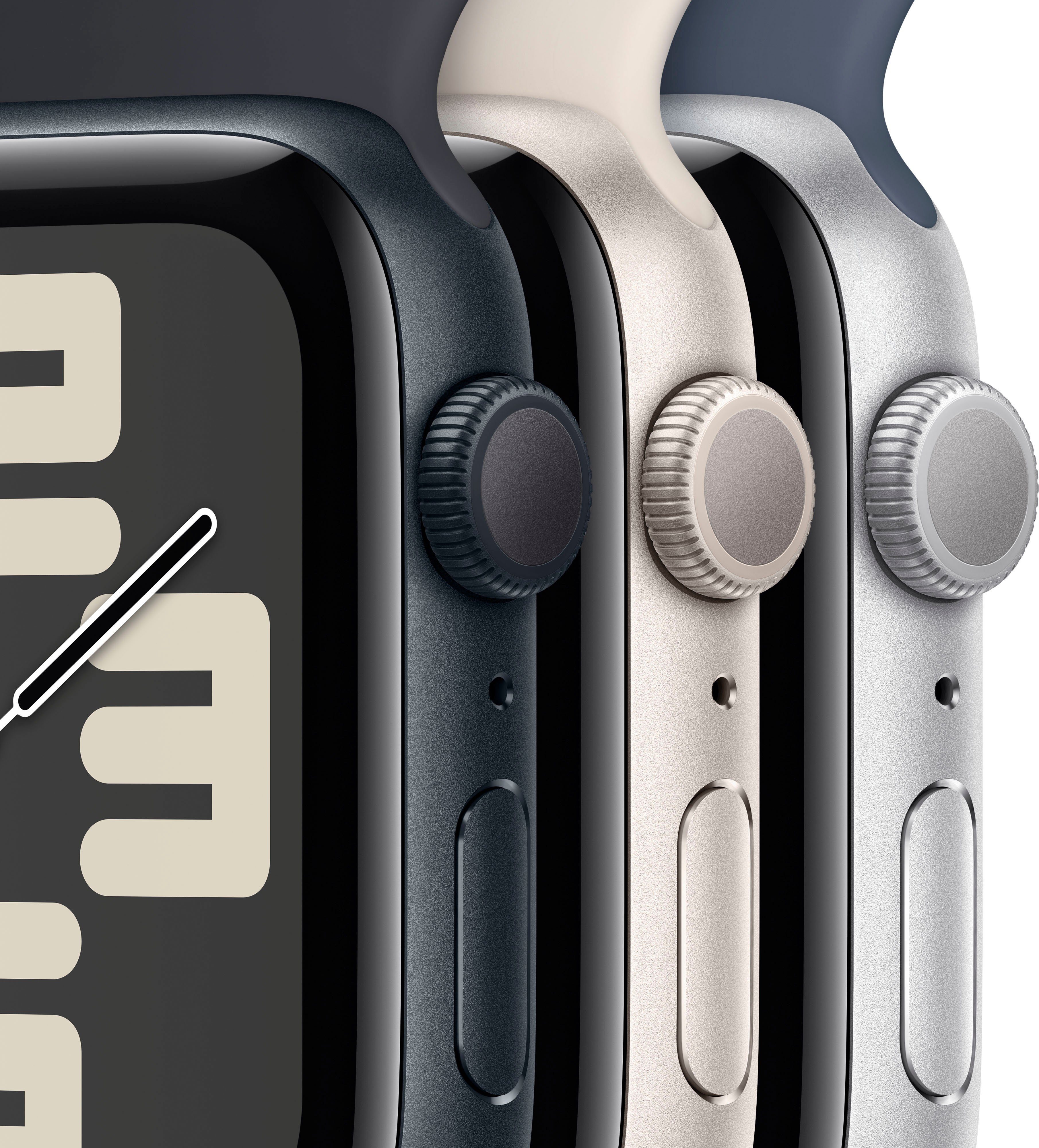 Apple Watch SE GPS 44 mm Aluminium M/L Smartwatch (4,4 cm/1,73 Zoll, Watch OS 10), Sport Band