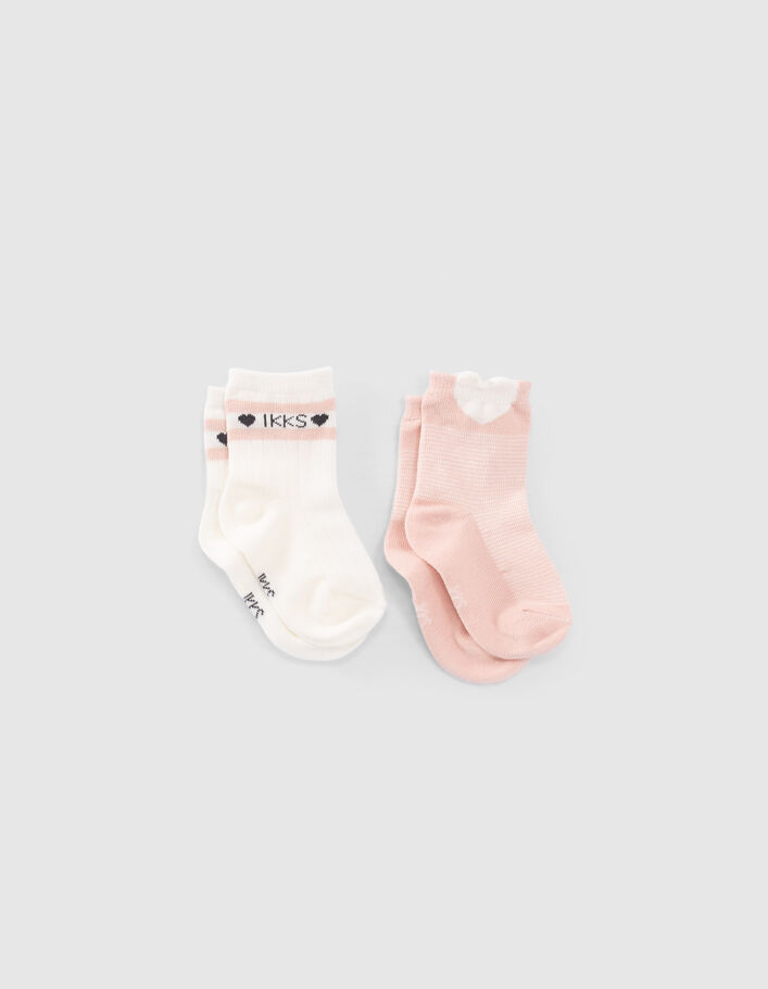Chaussettes écrues et roses bébé fille