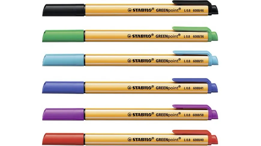 STABILO® Umweltfreundlicher Filzschreiber - STABILO GREENpoint - 6er Pack - mit 6 verschiedenen Farben sortiert