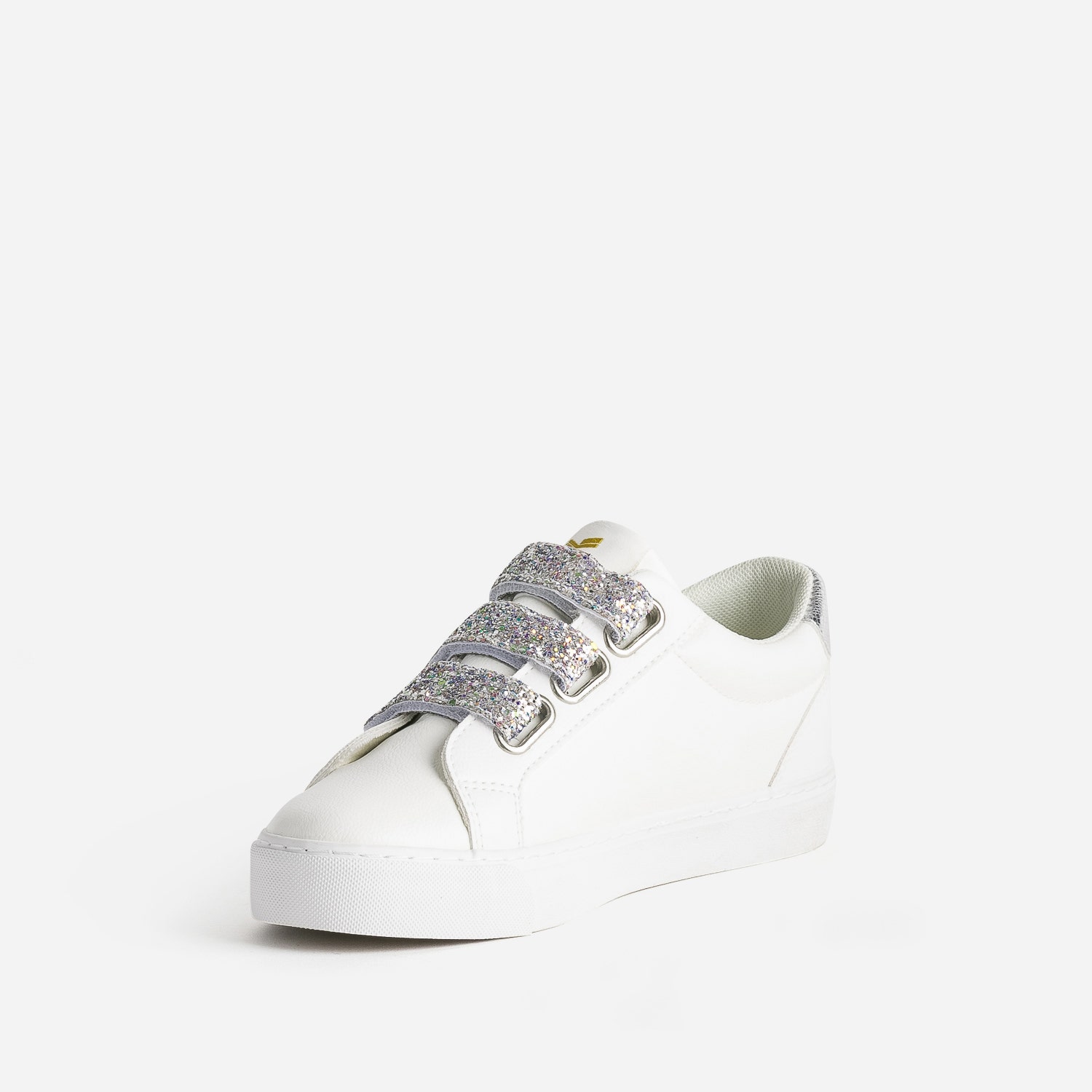 Tennis KAPORAL blanche à scratchs pailletés