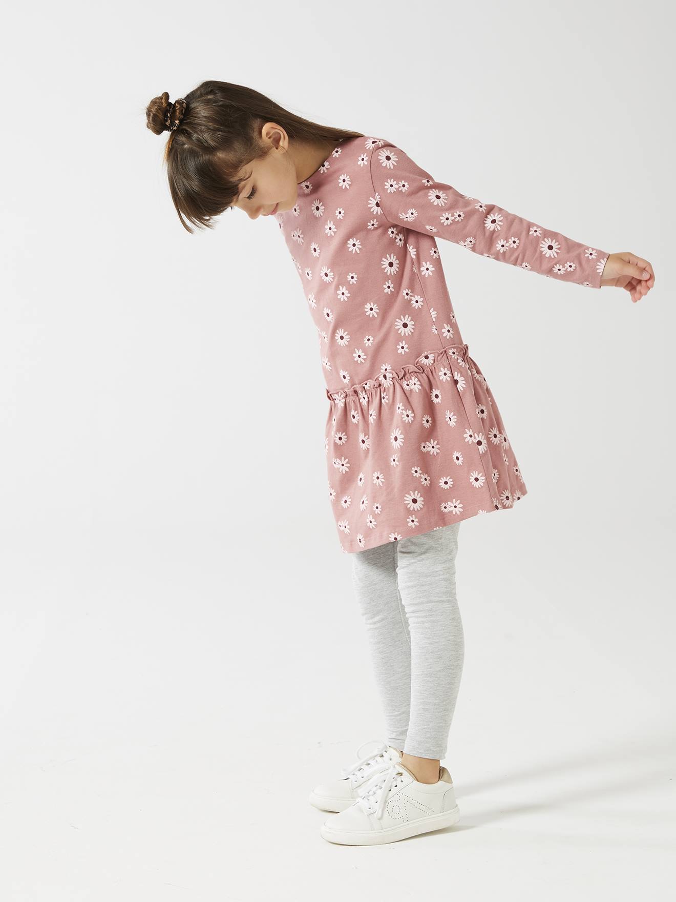 Vertbaudet Mädchen Leggings, Bund in Metallic-Optik BASIC - dunkelrosa