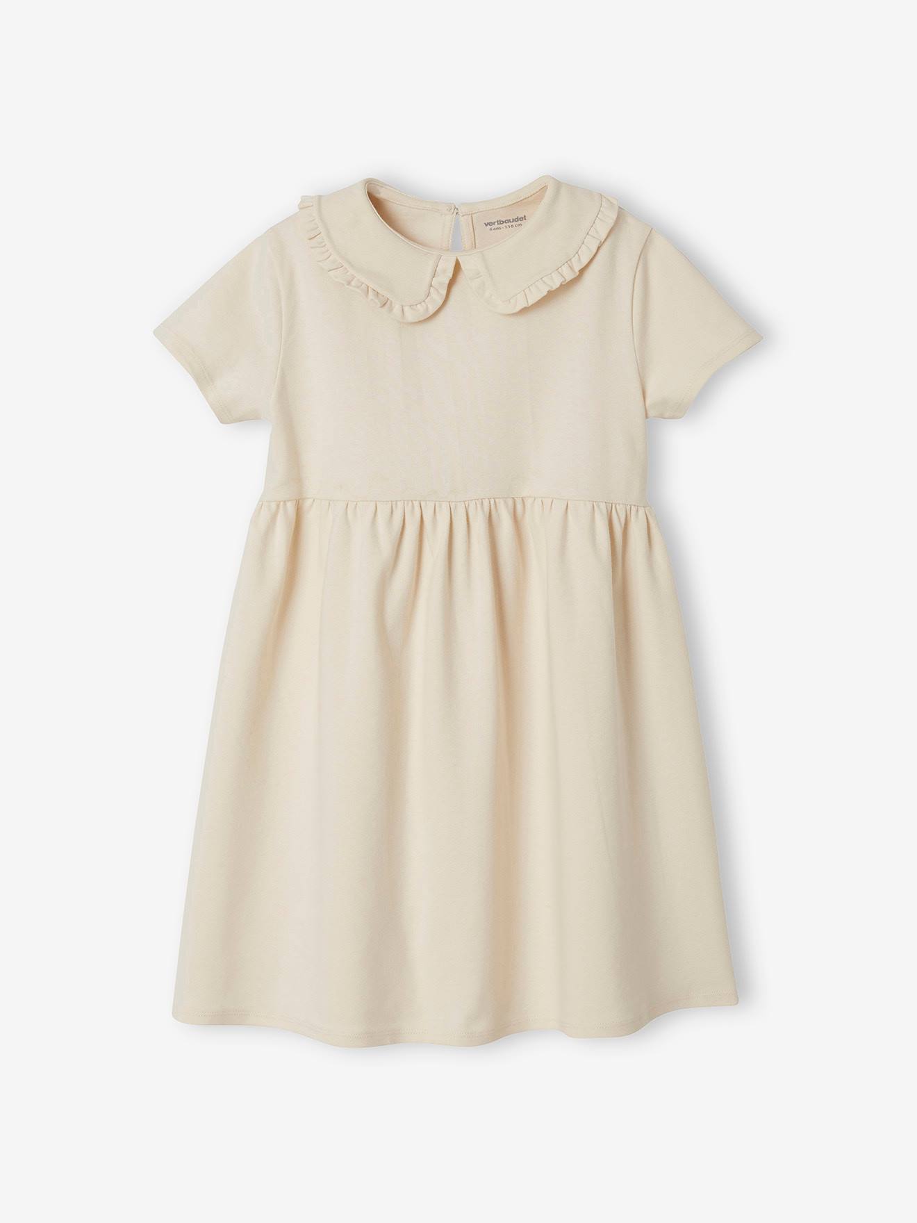 Robe en molleton col Claudine fille beige clair
