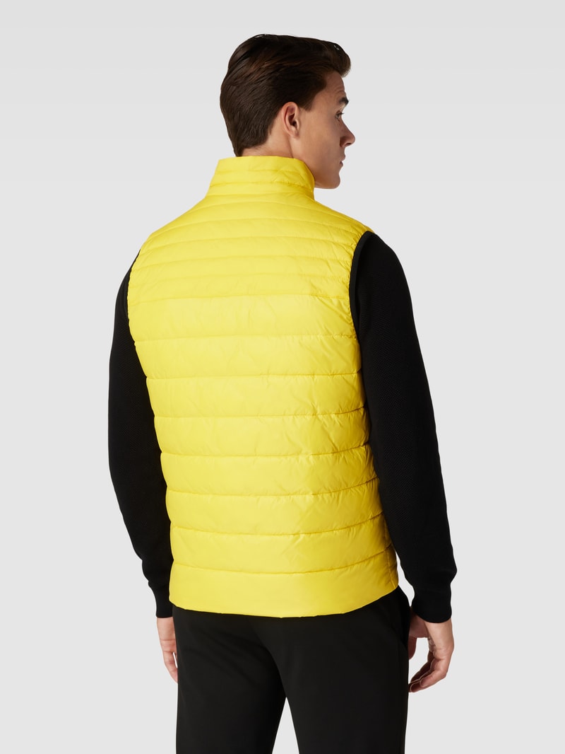 Steppweste mit Label-Patch Modell 'Odeno' in gelb