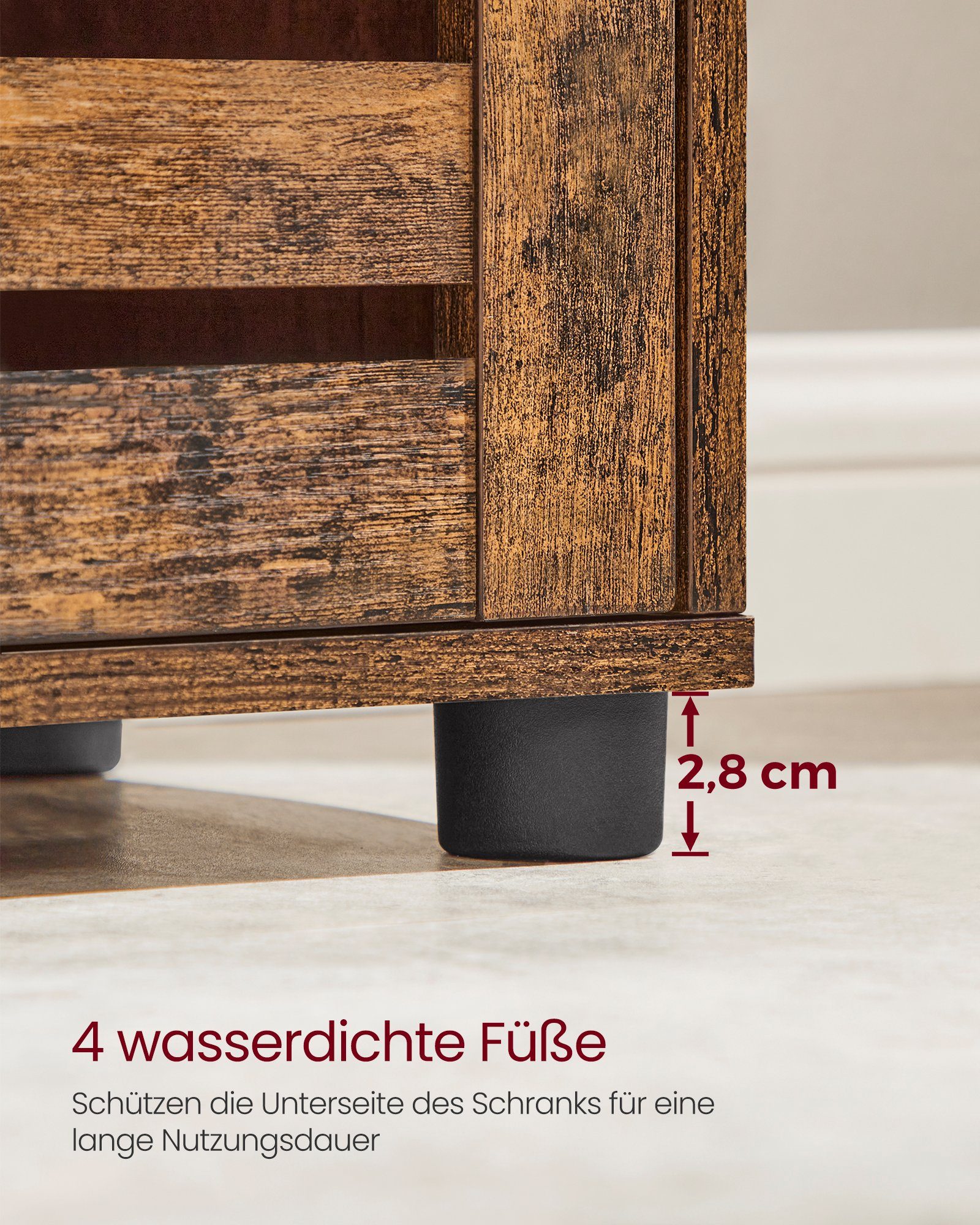 VASAGLE Badkommode, Badezimmerschrank, Hochschrank, verstellbare Einlegeböden