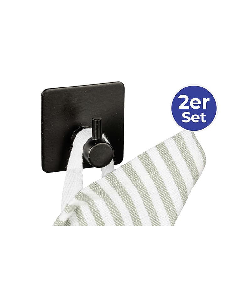 Wenko 2er-Set: Wandhaken in Schwarz - (B)4,5 x (H)4,5 x (T)3 cm günstig kaufen onesize