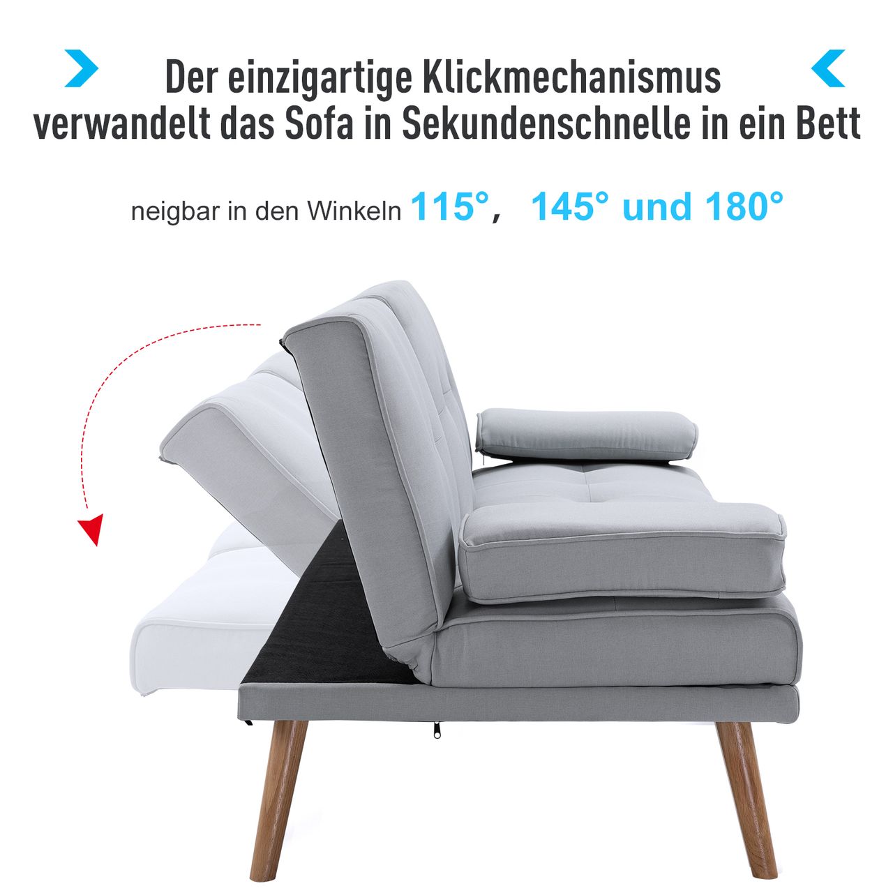 HOMCOM Schlafsofa Sofabett Schlafcouch 3 Sitzer Leinen