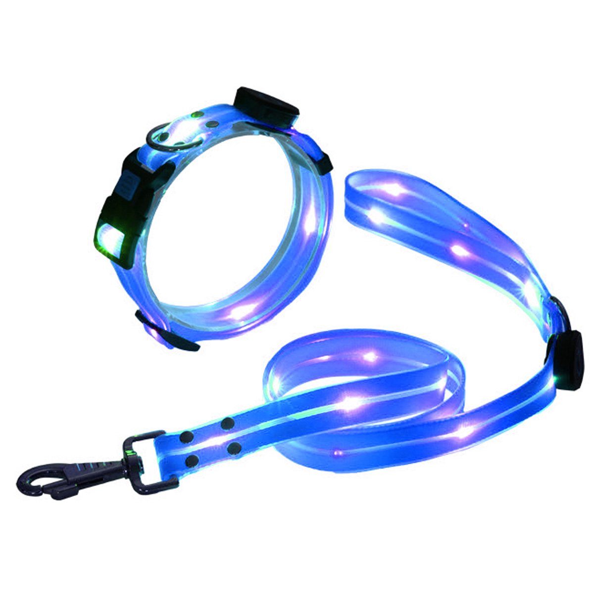 Welikera Führleine Halsband,Led-Leine, USB stark und verschleißfest Wasserdicht
