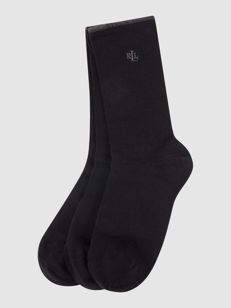 Socken mit Stretch-Anteil im 3er-Pack in schwarz