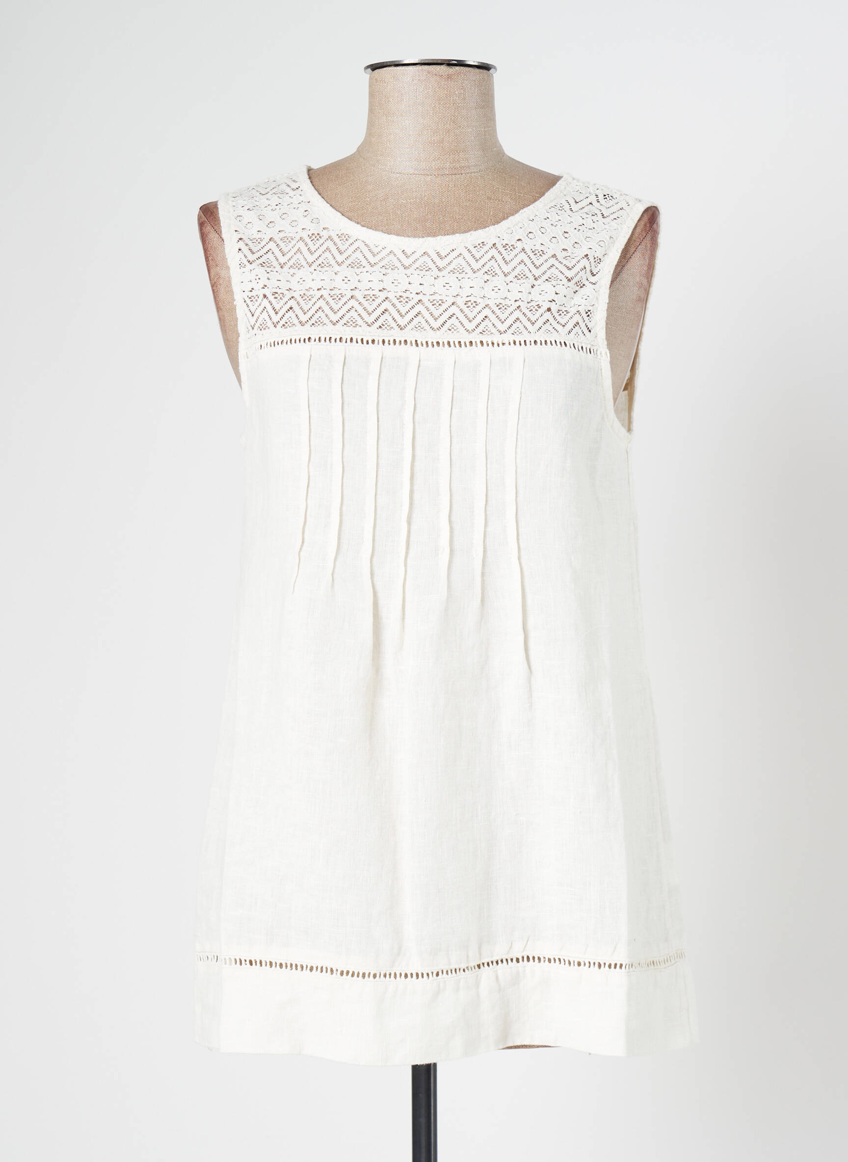 Blanc Boheme Tuniquesansmanche Femme couleur beige