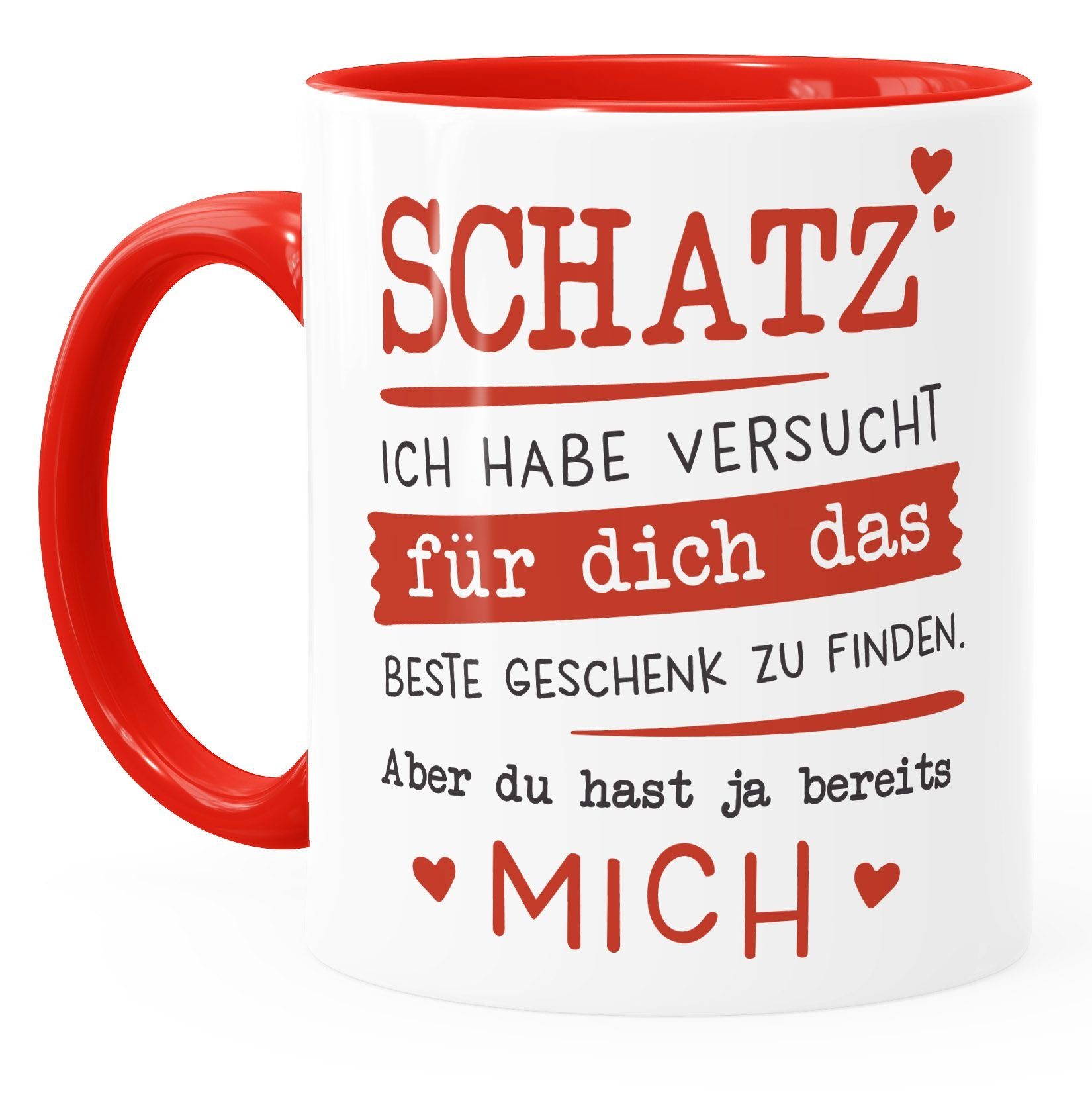 MoonWorks Tasse Kaffee-Tasse Schatz ich habe versucht für dich das beste Geschenk zu finden Geschenkidee Weihnachten Geburtstag Valentinstag Moonworks®, Keramik