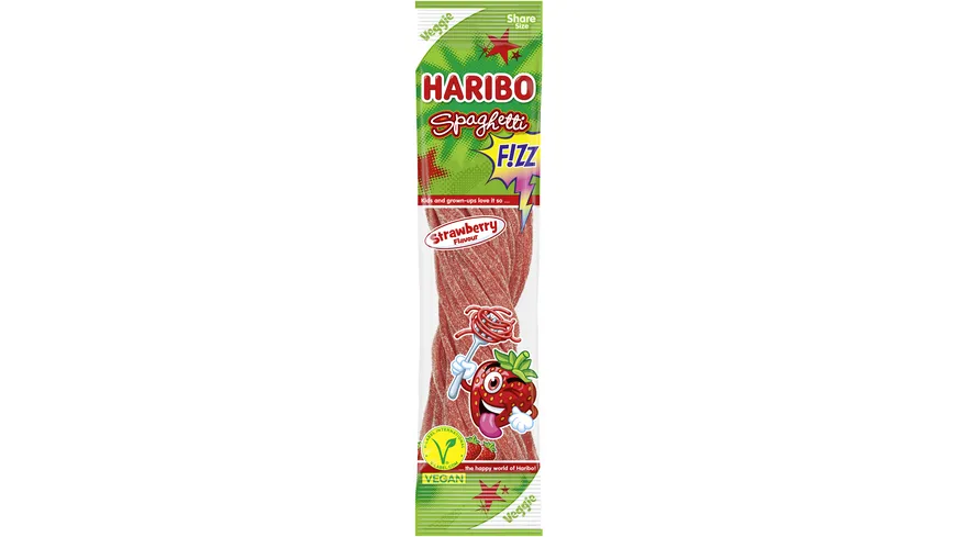 Haribo Fruchtgummi Spaghetti Erdbeere Sauer Veggie 200 g