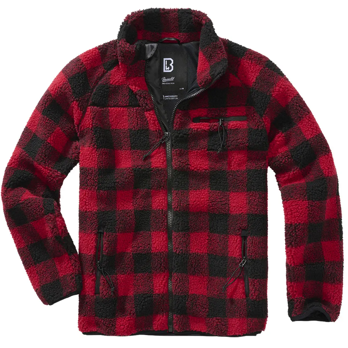Teddyfleece Jacke rot-schwarz